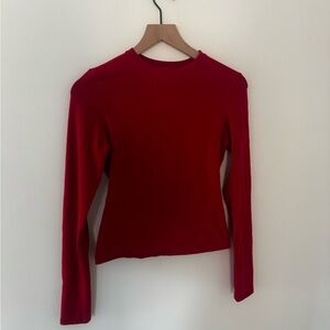 Skims Cotton Jersey Red Long Sleeve Tee, size Medium